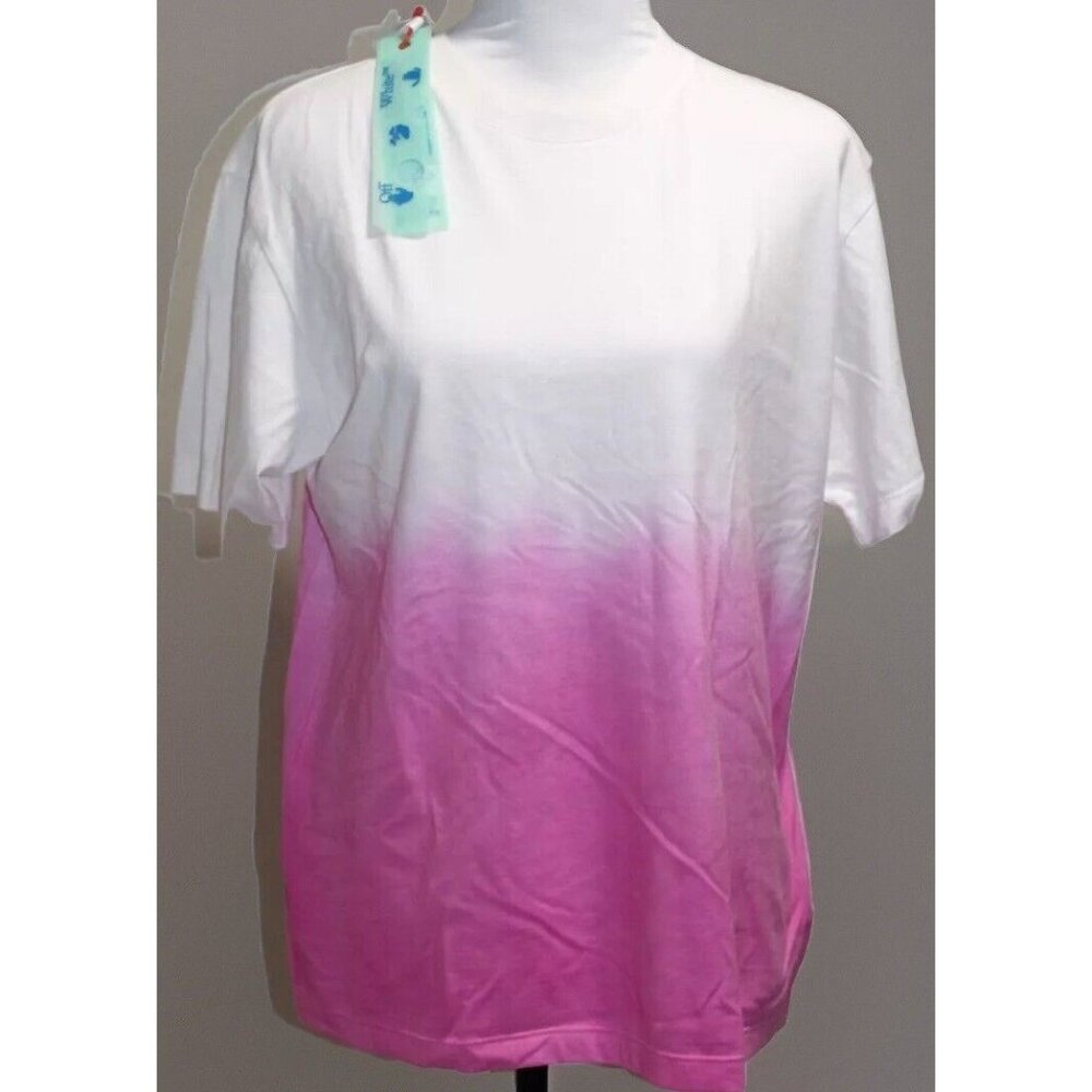 Off White Wavy X Pink Ombre T Shirt Authentic WORN 2X Original Tag Italy Women M